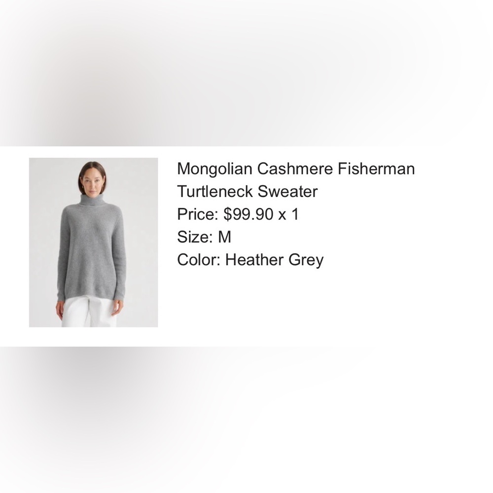 Quince heather grey Mongolian cashmere fisherman turtleneck sweater - Picture 4 of 4